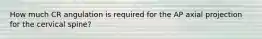 How much CR angulation is required for the AP axial projection for the cervical spine?