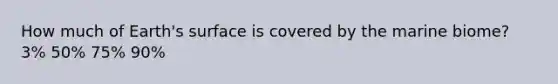 How much of Earth's surface is covered by the marine biome? 3% 50% 75% 90%
