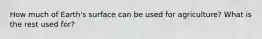 How much of Earth's surface can be used for agriculture? What is the rest used for?
