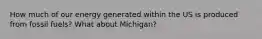 How much of our energy generated within the US is produced from fossil fuels? What about Michigan?