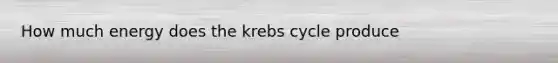 How much energy does the krebs cycle produce