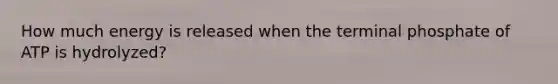 How much energy is released when the terminal phosphate of ATP is hydrolyzed?