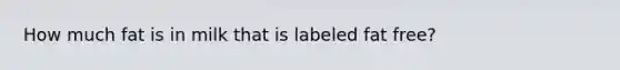 How much fat is in milk that is labeled fat free?