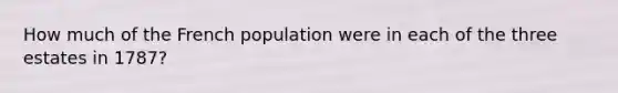 How much of the French population were in each of the three estates in 1787?