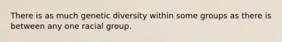 There is as much genetic diversity within some groups as there is between any one racial group.