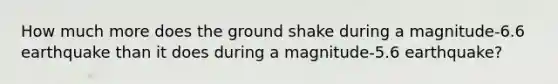 How much more does the ground shake during a magnitude-6.6 earthquake than it does during a magnitude-5.6 earthquake?