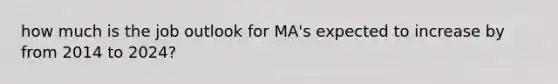 how much is the job outlook for MA's expected to increase by from 2014 to 2024?