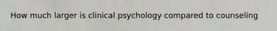 How much larger is clinical psychology compared to counseling