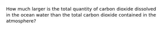 How much larger is the total quantity of carbon dioxide dissolved in the ocean water than the total carbon dioxide contained in the atmosphere?