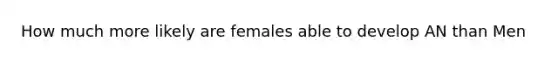 How much more likely are females able to develop AN than Men