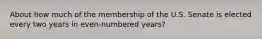 About how much of the membership of the U.S. Senate is elected every two years in even-numbered years?