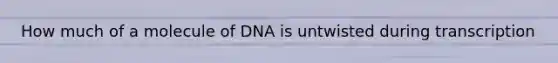 How much of a molecule of DNA is untwisted during transcription