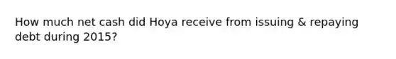 How much net cash did Hoya receive from issuing & repaying debt during 2015?