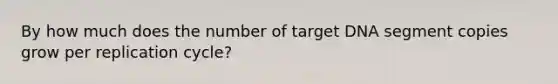 By how much does the number of target DNA segment copies grow per replication cycle?