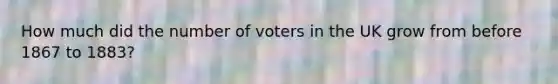 How much did the number of voters in the UK grow from before 1867 to 1883?