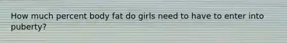 How much percent body fat do girls need to have to enter into puberty?