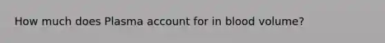 How much does Plasma account for in blood volume?