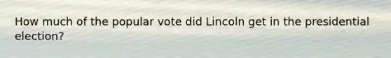 How much of the popular vote did Lincoln get in the presidential election?