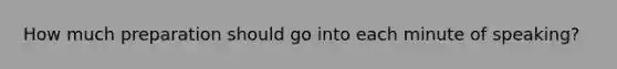 How much preparation should go into each minute of speaking?