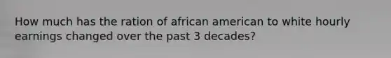 How much has the ration of african american to white hourly earnings changed over the past 3 decades?