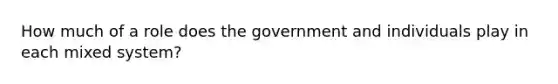 How much of a role does the government and individuals play in each mixed system?