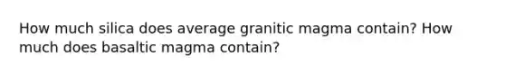 How much silica does average granitic magma contain? How much does basaltic magma contain?