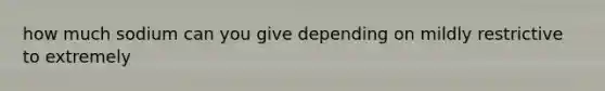 how much sodium can you give depending on mildly restrictive to extremely