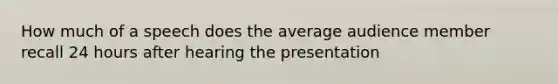 How much of a speech does the average audience member recall 24 hours after hearing the presentation