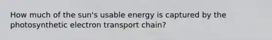 How much of the sun's usable energy is captured by the photosynthetic electron transport chain?