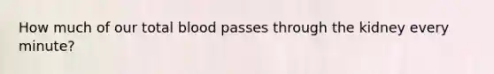 How much of our total blood passes through the kidney every minute?