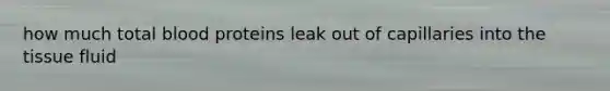 how much total blood proteins leak out of capillaries into the tissue fluid