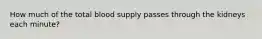 How much of the total blood supply passes through the kidneys each minute?