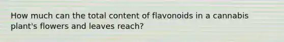 How much can the total content of flavonoids in a cannabis plant's flowers and leaves reach?