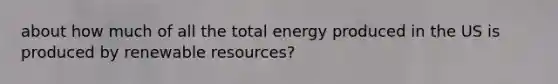 about how much of all the total energy produced in the US is produced by renewable resources?