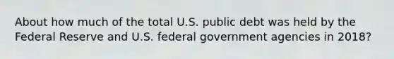 About how much of the total U.S. public debt was held by the Federal Reserve and U.S. federal government agencies in 2018?