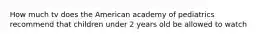 How much tv does the American academy of pediatrics recommend that children under 2 years old be allowed to watch