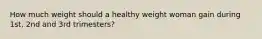 How much weight should a healthy weight woman gain during 1st, 2nd and 3rd trimesters?