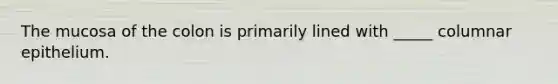 The mucosa of the colon is primarily lined with _____ columnar epithelium.