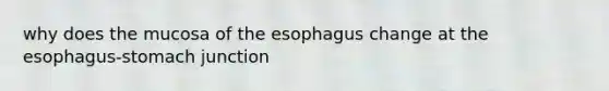 why does the mucosa of the esophagus change at the esophagus-stomach junction