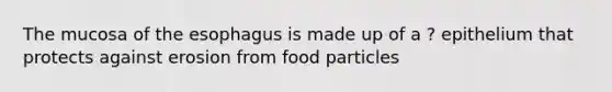 The mucosa of the esophagus is made up of a ? epithelium that protects against erosion from food particles