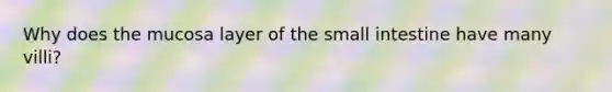 Why does the mucosa layer of the small intestine have many villi?