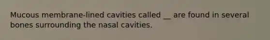 Mucous membrane-lined cavities called __ are found in several bones surrounding the nasal cavities.