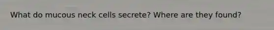 What do mucous neck cells secrete? Where are they found?