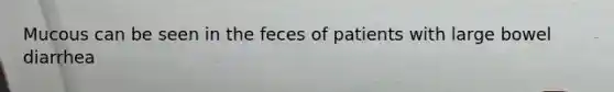 Mucous can be seen in the feces of patients with large bowel diarrhea