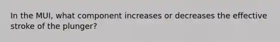 In the MUI, what component increases or decreases the effective stroke of the plunger?