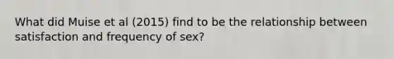 What did Muise et al (2015) find to be the relationship between satisfaction and frequency of sex?