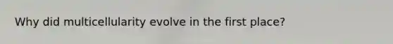 Why did multicellularity evolve in the first place?
