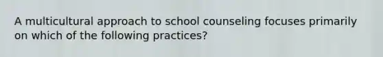 A multicultural approach to school counseling focuses primarily on which of the following practices?