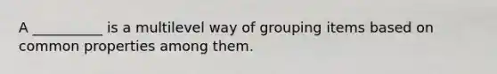 A __________ is a multilevel way of grouping items based on common properties among them.