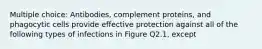 Multiple choice: Antibodies, complement proteins, and phagocytic cells provide effective protection against all of the following types of infections in Figure Q2.1, except